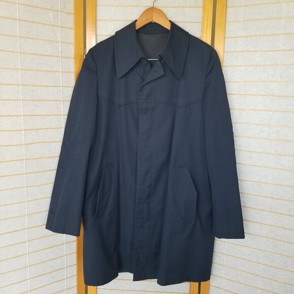 Men's VTG London Fog Trench Coat Navy Mid-Length Raincoat Made In USA 40 Long - Picture 1 of 10